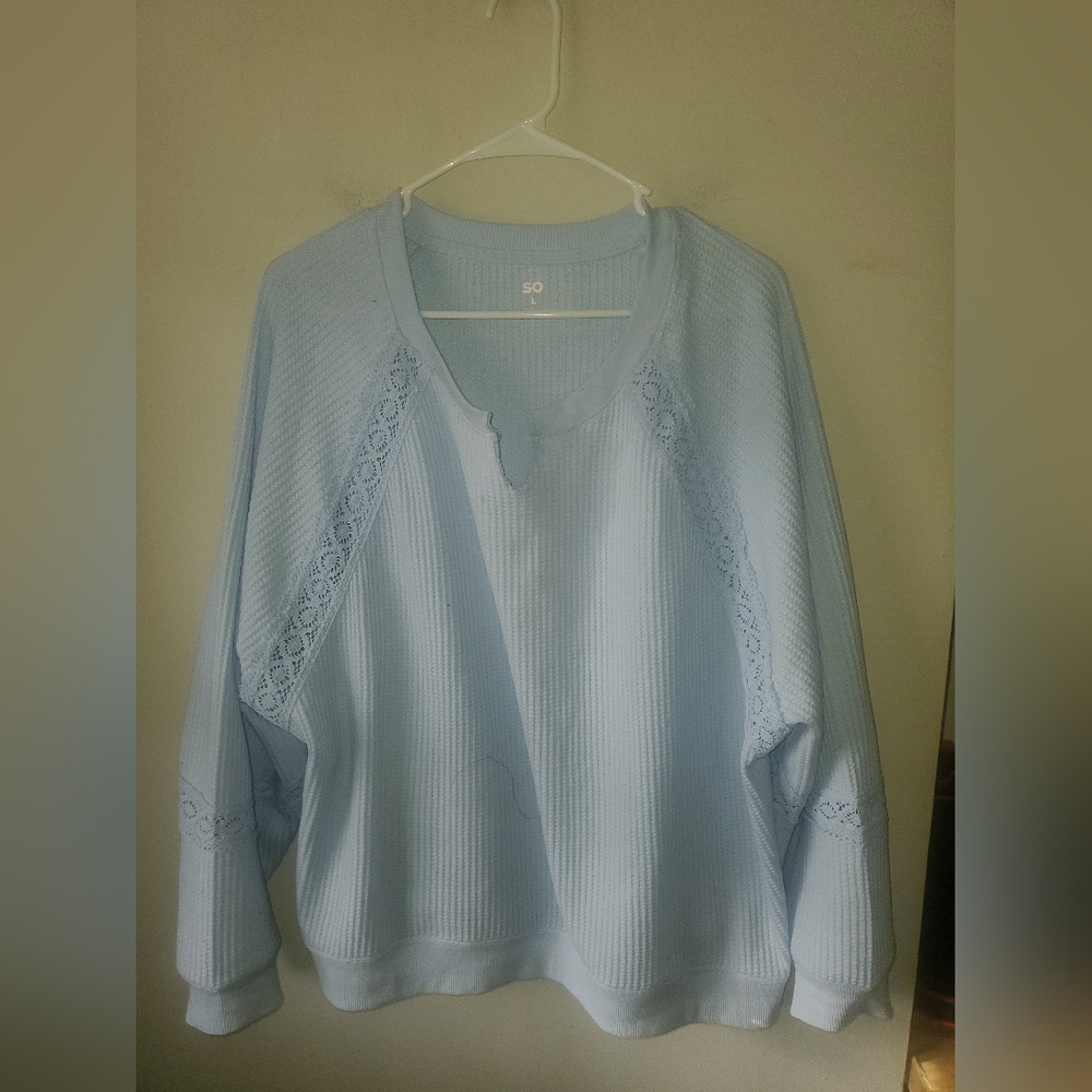 SO Sky Blue Textured Knit Top